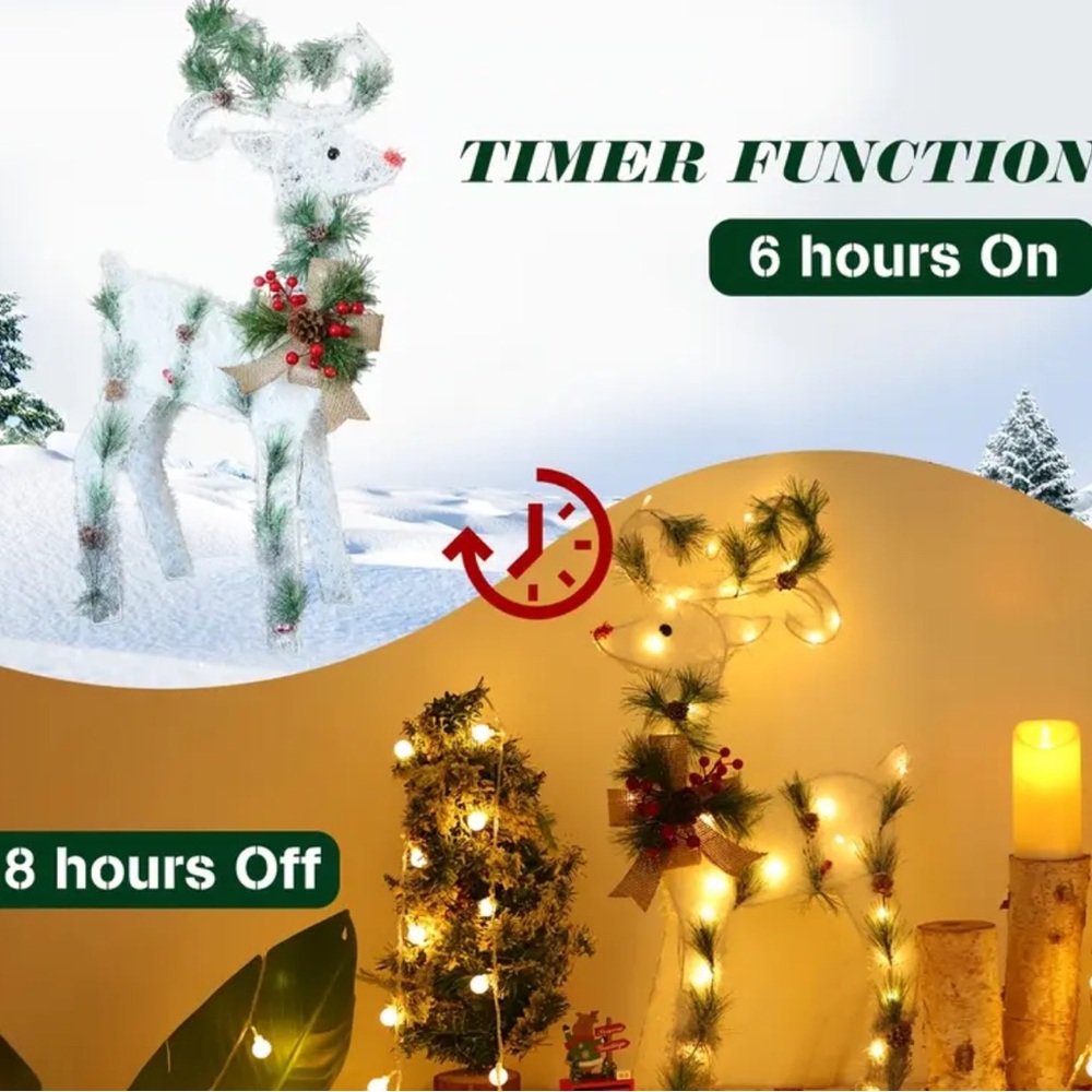 LED Battery Operated Christmas Reindeer Decor with Timer by AJ SouthernCharm - Picture 3 of 3